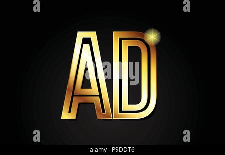 Lettre de l'alphabet d'or d'une combinaison ad logo design adapté pour une société ou entreprise Illustration de Vecteur