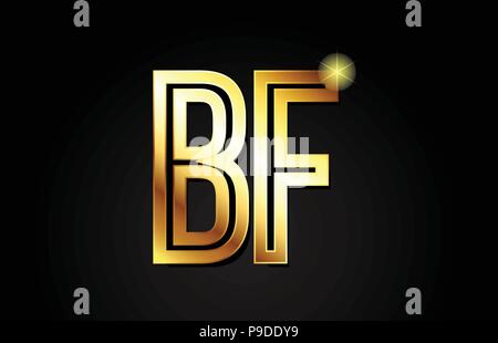 Lettre alphabet or bf b f combinaison logo design adapté pour une société ou entreprise Illustration de Vecteur