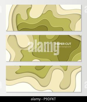 Modèle Abstrait vert - ensemble d'affiches vecteur coloré moderne Illustration de Vecteur