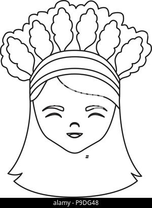 Cartoon girl avec costume traditionnel de Taiwan icône sur fond blanc, vector illustration Illustration de Vecteur