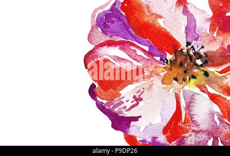 Aquarelle lumineuse rouge coquelicot background Illustration de Vecteur