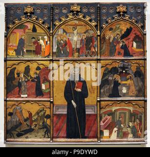 Maître de Rubio (actif en Catalogne le troisième quart du 14ème siècle). Peintre espagnol. Retable de saint Antoine l'Abbé, ca.1360-1375. Provenance inconnue. Musée national d'Art de Catalogne. Barcelone. La Catalogne. L'Espagne. Banque D'Images