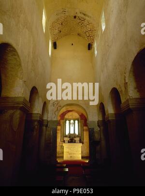 Église de Saint-Sauveur de Valdedios. L'asturien style pré-roman. 9e siècle. L'intérieur. Les Asturies, Espagne. Banque D'Images