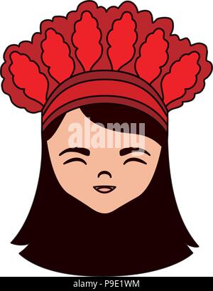Cartoon girl avec costume traditionnel de Taiwan icône sur fond blanc, vector illustration Illustration de Vecteur