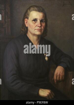 Janulis Jonas (1888-1973). Peintre lituanienne. Portrait de Mère héroïque A. Zalaliene, 1950. Galerie nationale d'art de Vilnius. La Lituanie. Banque D'Images