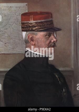 Michel-Joseph Maunoury (1847-1923), général français durante la Primera Guerra Mundial. La gravure de 1923. Banque D'Images