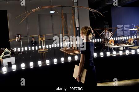 Ouverture de la Parade exposition consacrée à Léonard de Vinci, au Musée national des sciences et de la technologie Léonard De Vinci dans la Via San Vittore, 21 (Duilio Piaggesi, Milan - 2018-07-18) ps la photo peut être utilisée à l'égard du contexte dans lequel a été prise, et sans l'intention diffamatoire de la décoration de personnes représentée Banque D'Images