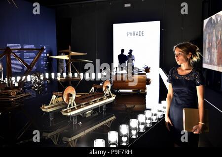 Ouverture de la Parade exposition consacrée à Léonard de Vinci, au Musée national des sciences et de la technologie Léonard De Vinci dans la Via San Vittore, 21 (Duilio Piaggesi, Milan - 2018-07-18) ps la photo peut être utilisée à l'égard du contexte dans lequel a été prise, et sans l'intention diffamatoire de la décoration de personnes représentée Banque D'Images