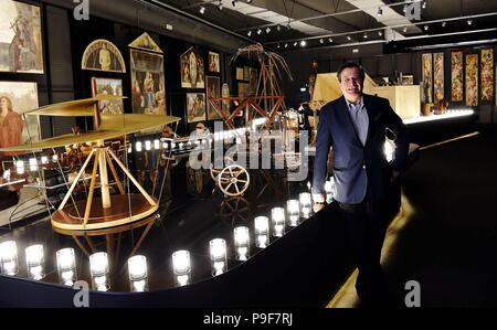 Ouverture de la Mostra Parade dédiée à Léonard de Vinci, au Musée national des sciences et de la technologie Léonard De Vinci dans la Via San Vittore, 21, dans la photo Fiorenzo Galli (Duilio Piaggesi, Milan - 2018-07-18) ps la photo est utilisable sur le contexte dans lequel elle a été prise, et sans l'intention diffamatoire du décorum de personnes représentée Banque D'Images