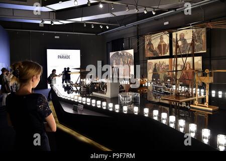 Ouverture de la Parade exposition consacrée à Léonard de Vinci, au Musée national des sciences et de la technologie Léonard De Vinci dans la Via San Vittore, 21 (Duilio Piaggesi, Milan - 2018-07-18) ps la photo peut être utilisée à l'égard du contexte dans lequel a été prise, et sans l'intention diffamatoire de la décoration de personnes représentée Banque D'Images