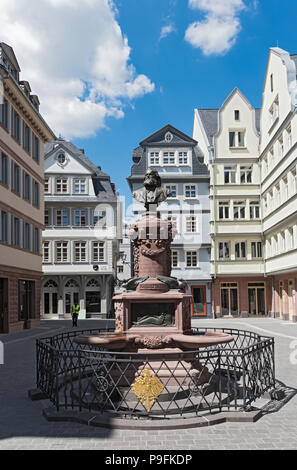 Old Town Stoltze Mémorial sur le Huehnermarkt, Francfort, Allemagne. Banque D'Images