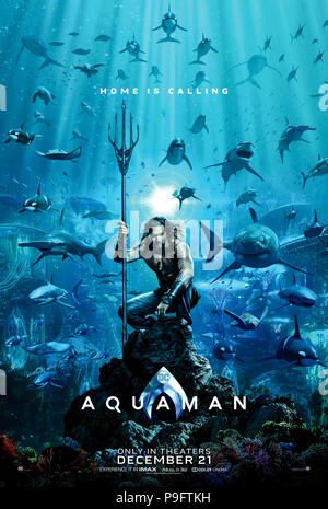 Aquaman (2018) réalisé par James Wan avec Jason Momoa, ambre entendu, Nicole Kidman et Randall Park. Arthur Curry découvre qu'il est le roi de l'Atlantide aussi connu comme Aquaman. Banque D'Images