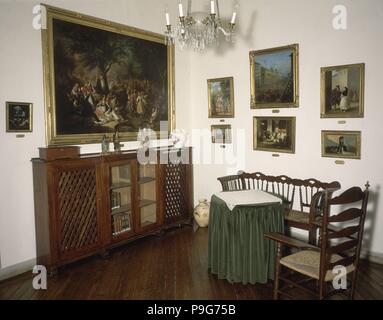 SALA DE LOS COSTUMBRISTAS MADRILÈNES ANTES DE LA REMODELACION DEL 2009. Emplacement : MUSEO ROMANTICO-SALAS, MADRID, ESPAGNE. Banque D'Images