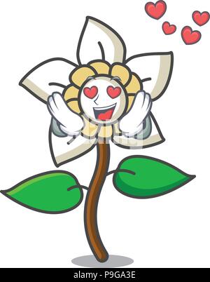 Dans l'amour de fleur de Jasmin mascot cartoon vector illustration Illustration de Vecteur