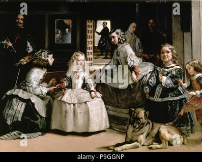 Las Meninas', la famille de Philippe IV, détail de l'œuvre, par Diego de Velazquez. Banque D'Images