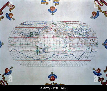 Atlas de Joan Martines, Messine, 1582. Carte du monde des terres connues au 16ème siècle. Banque D'Images