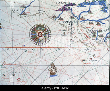 Atlas de Joan Martines, Messine, 1582. Portulan de Alta et Baja California et le Pacifique… Banque D'Images