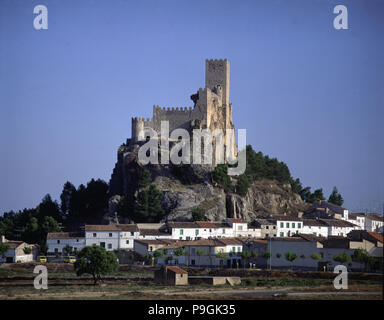 Vue extérieure du château d'Almansa. Banque D'Images