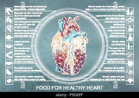 Vector illustration infographie. La nourriture pour la santé cardiaque Illustration de Vecteur