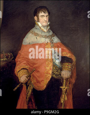 Ferdinand VII, roi d'Espagne, de l'huile de Francisco de Goya. Banque D'Images