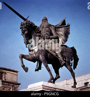 Monument équestre dans la ville de Burgos dédié à Rodrigo Diaz de Vivar, connu comme El Cid. (1… Banque D'Images