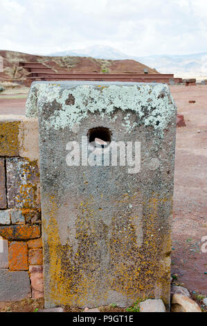 Mégaphone anciennes en pierre - Tiwanaku - Bolivie Banque D'Images