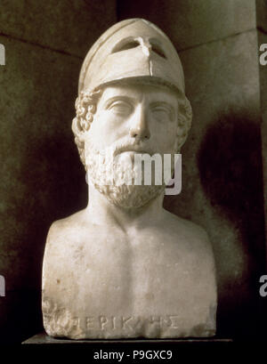 Pericles (495-429 avant J.-C.), homme d'État et stratège athénien, Copie romaine d'un buste Grec, 2e av. Banque D'Images