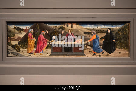 Piero Della Francesca fresques dans le Museo Civico, Arezzo, Toscane, Italie. Juin 2018 Le Polyptyque de la miséricorde les fresques récemment restaurées Banque D'Images