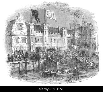 Le Palais de Placentia était un Palais Royal construit par Humphrey, Duc de Gloucester, en 1443, à Greenwich, sur les rives de la Tamise, en aval de Londres. Après le mariage de Henry VIII, Anne Boleyn, sa fille, plus tard la reine Elizabeth I, est né à Plaisance en 1533, et il a épousé Anne de Clèves il y en 1540. Un arbre dans le parc de Greenwich est connu comme 'la reine Elizabeth's Oak", dans lequel elle est réputé pour avoir joué comme un enfant. Banque D'Images