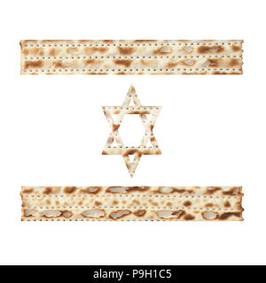 Matza -découper dans la forme de la drapeau israélien Banque D'Images