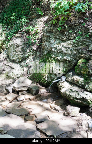 Tour à Shapsugskaya - zone anormale de l'eau débit de Silver Spring (source de vie et de morts de l'eau) dans les contreforts des montagnes du Caucase Abinsk dans Kub Banque D'Images