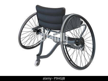 Modification d'un fauteuil roulant utilisé par les athlètes handicapés de participer à divers codes sportifs isolé sur fond blanc - 3D render Banque D'Images