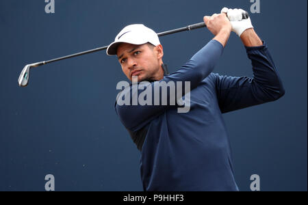 Julian Suri, aux États-Unis, est en première ligne pendant le quatrième jour de la prévisualisation du Championnat d'Open 2018 à Carnoustie Golf Links, Angus. APPUYEZ SUR ASSOCIATION photo. Date de la photo: Mercredi 18 juillet 2018. Voir PA Story GOLF Open. Le crédit photo devrait se lire comme suit : Jane Barlow/PA Wire. Banque D'Images