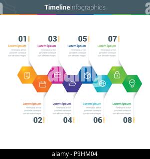 Nettoyer et chronologie des infographies colorées Illustration de Vecteur