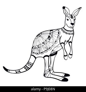 Livre de coloriage, coloriage, animal, le kangourou, le motif, vector Illustration de Vecteur