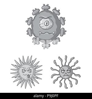 Types de microbes funny cartoon icônes de collection set pour la conception. Les microbes pathogènes de symbole vecteur illustration de stock. Illustration de Vecteur