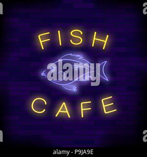 Café Poisson Neon Sign Illustration de Vecteur
