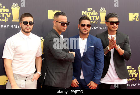 MTV Movie Awards 2018 et tenue au Barker Hangar à Santa Monica, en Californie. En vedette : Vinny Guadagnino, Mike "The Situation" Sorrentino, Ronnie Ortiz-Magro, Paul DelVecchio aka DJ Pauly D où : Los Angeles, California, United States Quand : 16 Juin 2018 Crédit : Adriana Barraza M./WENN.com Banque D'Images