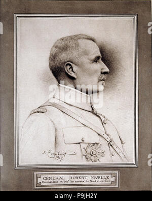 Robert Georges Nivelle (1856-1924), militaire français, général de la Première Guerre mondiale, en gravure… Banque D'Images