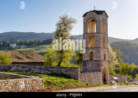 Clocher de l'église de la Vierge Marie, e Shën Mërisë, Kisha Voskopoja, Voskopojë, région de Korça, Korca, Albanie Banque D'Images