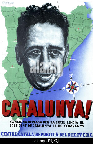 Guerre civile espagnole (1936-1939), affiche de propagande 'Catalogne' publié par le Centre Català Repub… Banque D'Images