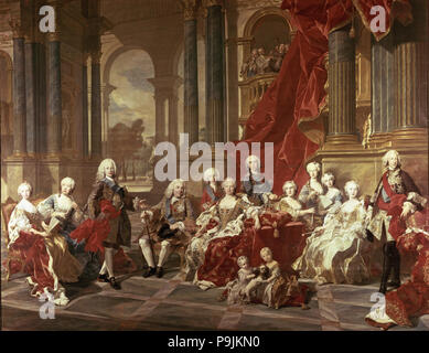 La famille de Philippe V, 1743, huile sur toile par Louis Van Loo. Banque D'Images