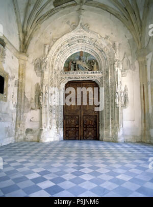 Façade de l'église du monastère de Santa Maria de El Paular, fondée par Jean Ier en 1390.. Banque D'Images