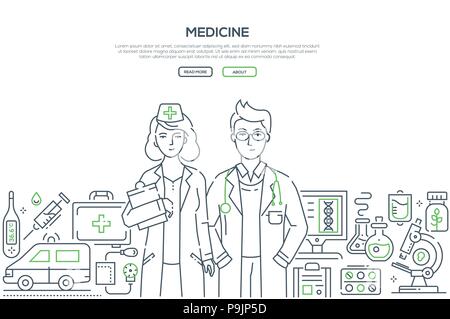 Médecine - illustration style de conception en ligne Illustration de Vecteur
