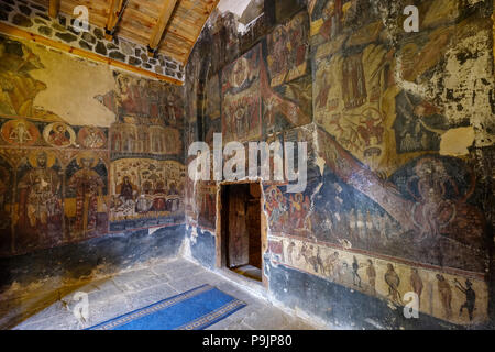 Fresques de l'église byzantine de la résurrection, Ristozit Mborje e Kisha, près de Korca, Korça région, l'Albanie Banque D'Images