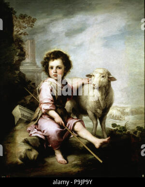"Le Bon Pasteur", peinture à l'huile par Bartolomé Esteban Murillo. Banque D'Images