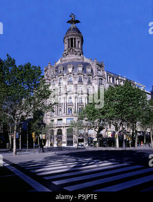 Bâtiment de la compagnie d'assurance "La Union y el Fenix', 1931, à l'angle du Paseo de Gracia un… Banque D'Images