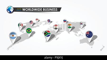 Situation de l'axe avec GPS Navigator carte du monde vue sur gris background . Dans le monde des affaires et technologie concept . Vector . Illustration de Vecteur