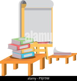 Table avec livres et toiles icône sur fond blanc, vector illustration Illustration de Vecteur