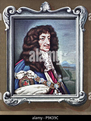 Charles II, 29 mai 1630 â€" 6 février 1685, était roi d'Angleterre, d'Écosse et l'Irlande. Il était le roi d'Écosse de 1649 jusqu'à sa déposition en 1651, et Roi d'Angleterre, d'Écosse et d'Irlande de la restauration de la monarchie en 1660 jusqu'à sa mort, l'amélioration numérique reproduction d'une estampe originale de l'année 1900 Banque D'Images